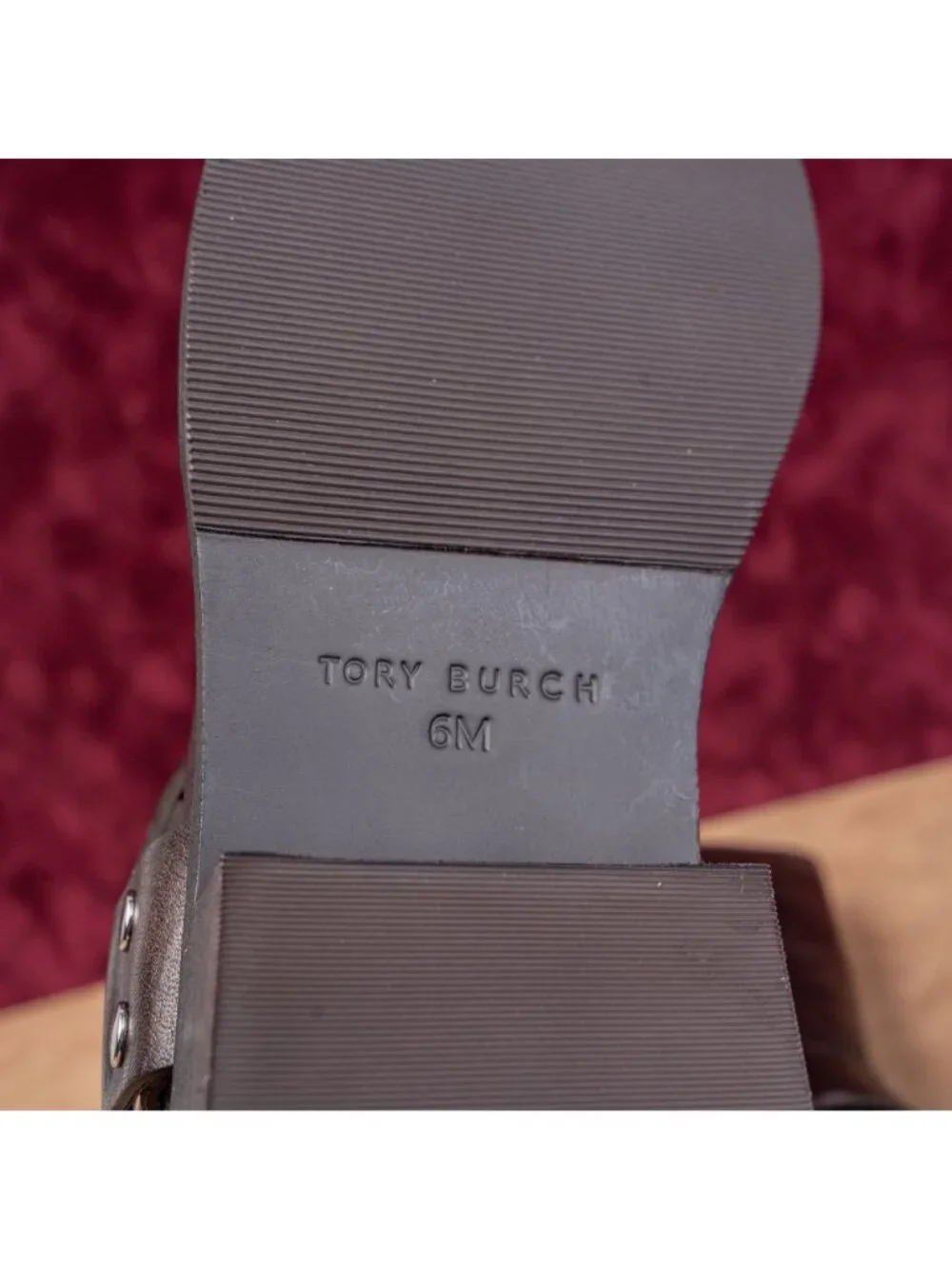Tory Burch Women Double T Moto Fashion Dark Brown Leather Harness Boots sz 6